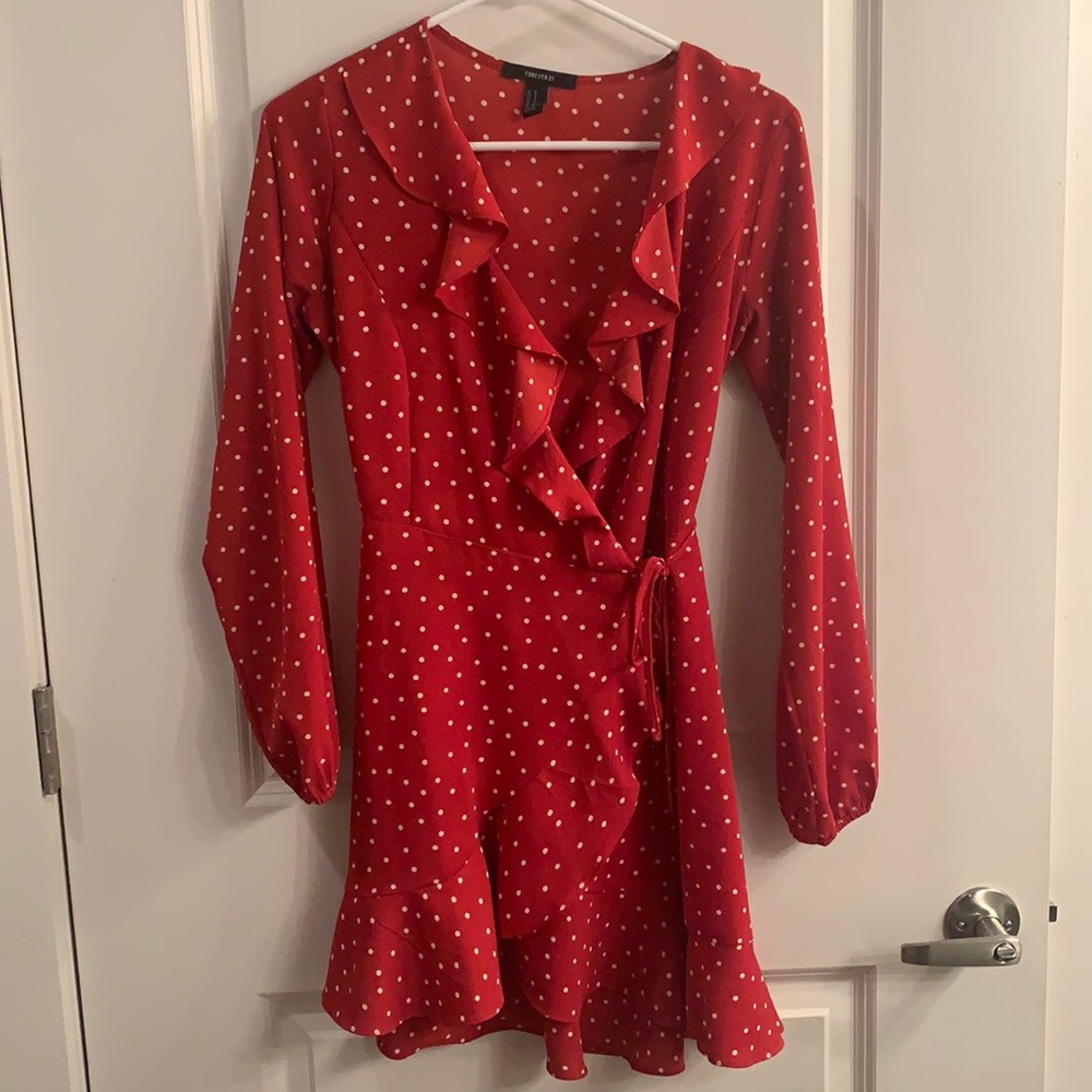 Red Ruffle Wrap around dress